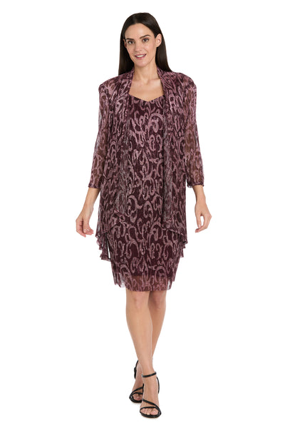 Printed Metallic Foil Swirl Jacket Dress