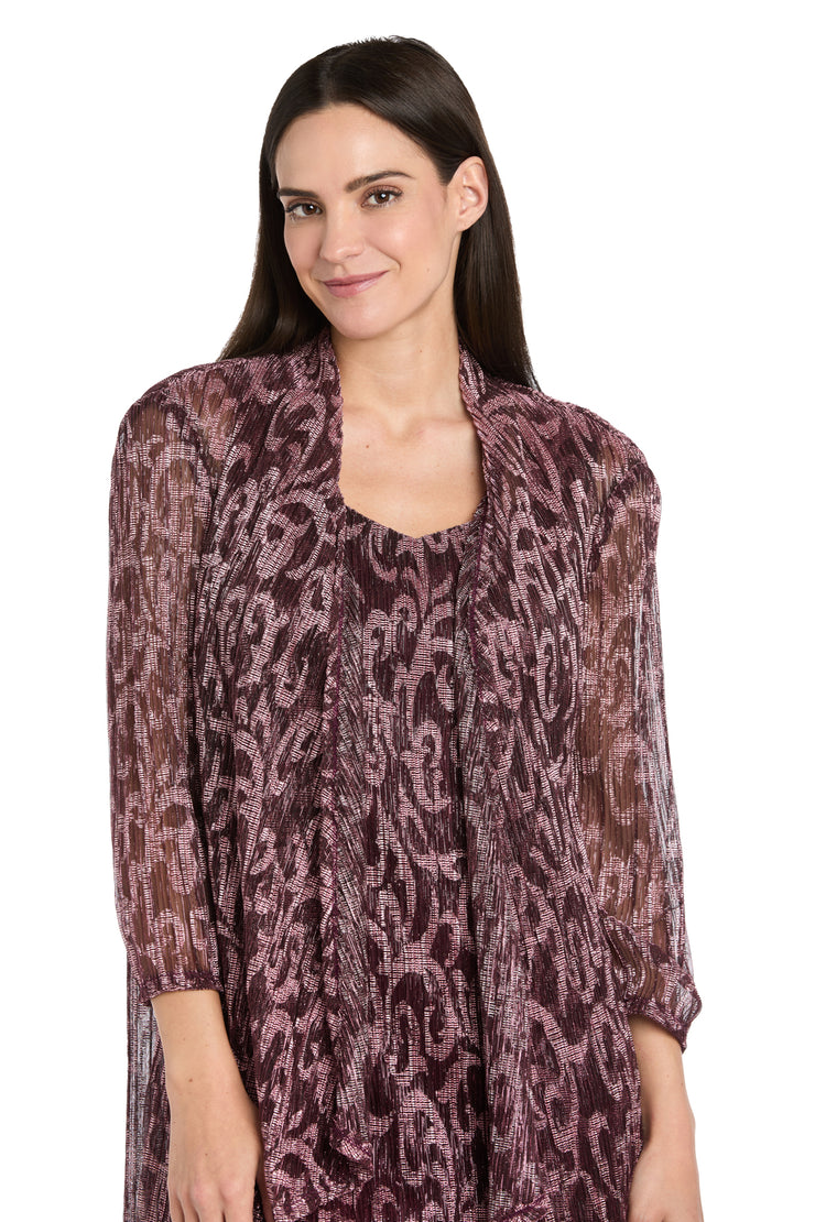 Printed Metallic Foil Swirl Jacket Dress - Petite