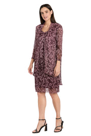 Printed Metallic Foil Swirl Jacket Dress - Petite