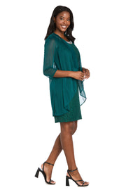 Floral Lace Dress with Sheer Chiffon Jacket & Pearl Neckline