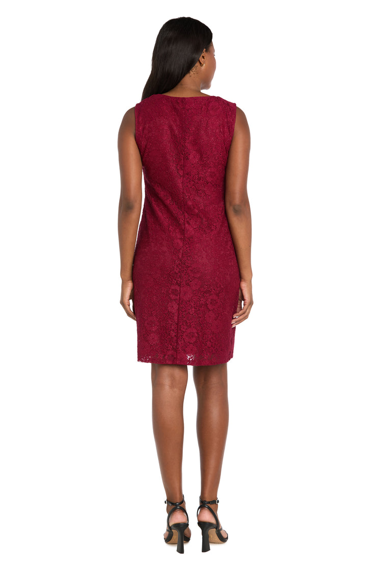 Floral Lace Dress with Sheer Chiffon Jacket & Pearl Neckline