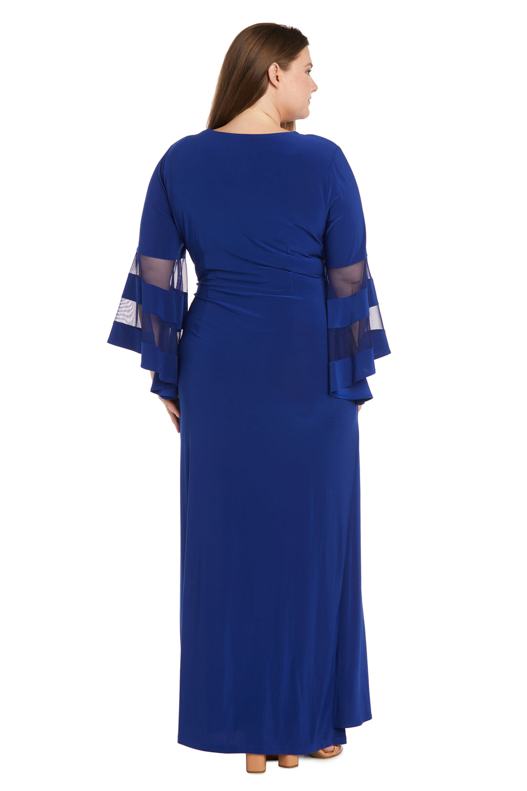 R & M Richards Women's Long Ity Wrap Dress, Blue, 18 W