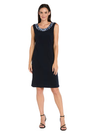 Printed Chiffon Jacket Dress Set in Navy & Periwinkle