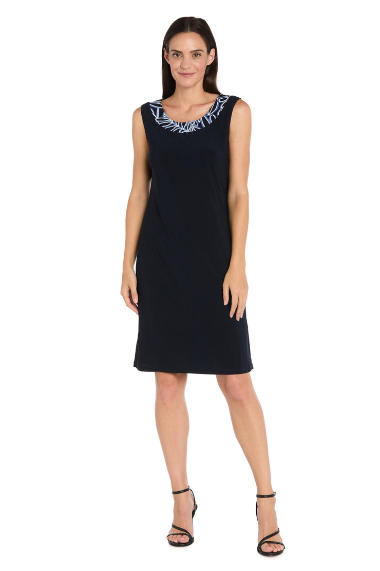 Printed Chiffon Jacket Dress Set in Navy & Periwinkle