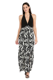 Monochrome Grace Halter Maxi Dress