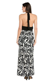 Monochrome Grace Halter Maxi Dress