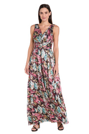 Metallic Bloom Sleeveless Gown