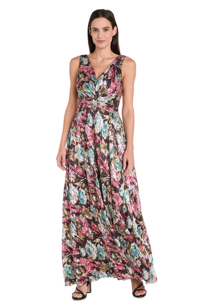 Metallic Bloom Sleeveless Gown