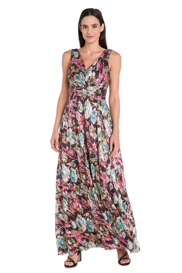 Metallic Bloom Sleeveless Gown