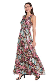 Metallic Bloom Sleeveless Gown