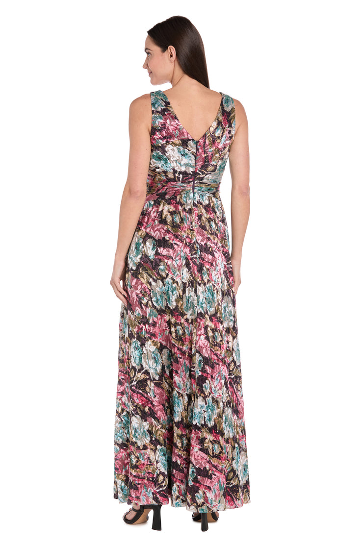 Metallic Bloom Sleeveless Gown