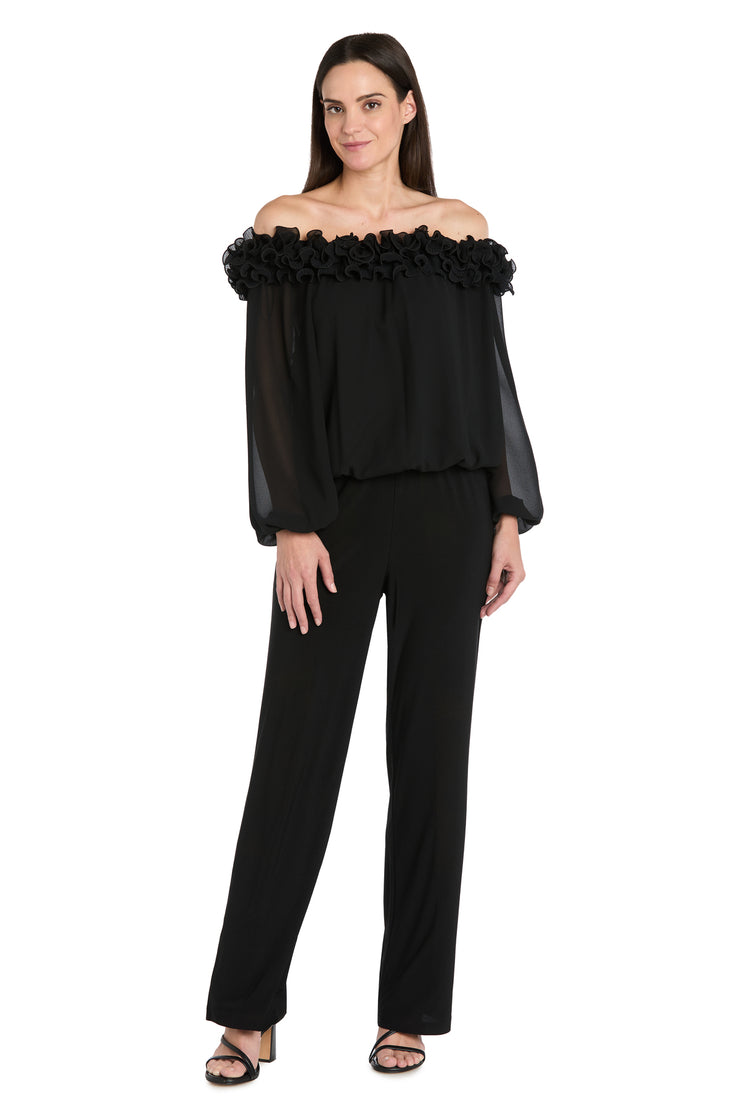 Sheer Off-the-Shoulder Chiffon Top with Ruffled Neckline