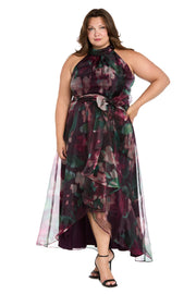 Floral High-Low Taffeta Dress