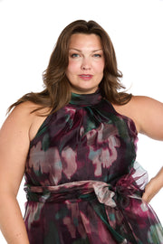 Floral High-Low Taffeta Dress