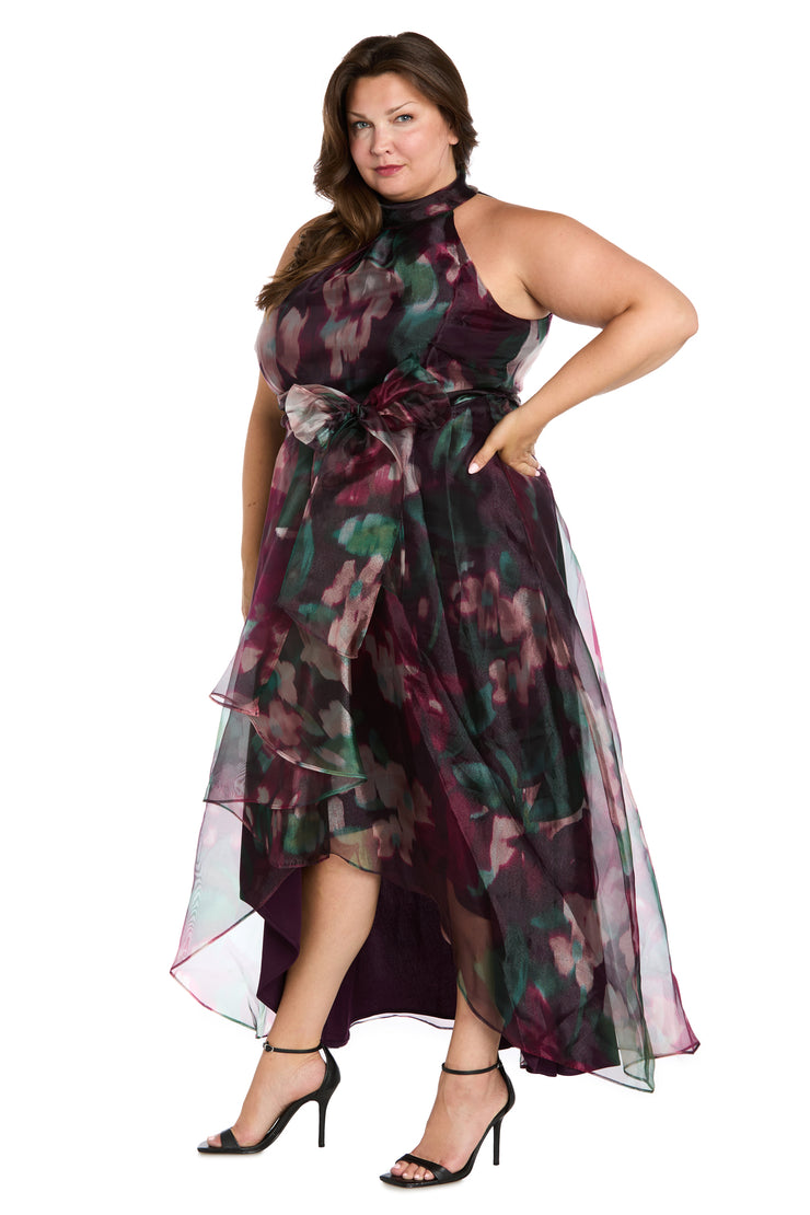 Floral High-Low Taffeta Dress