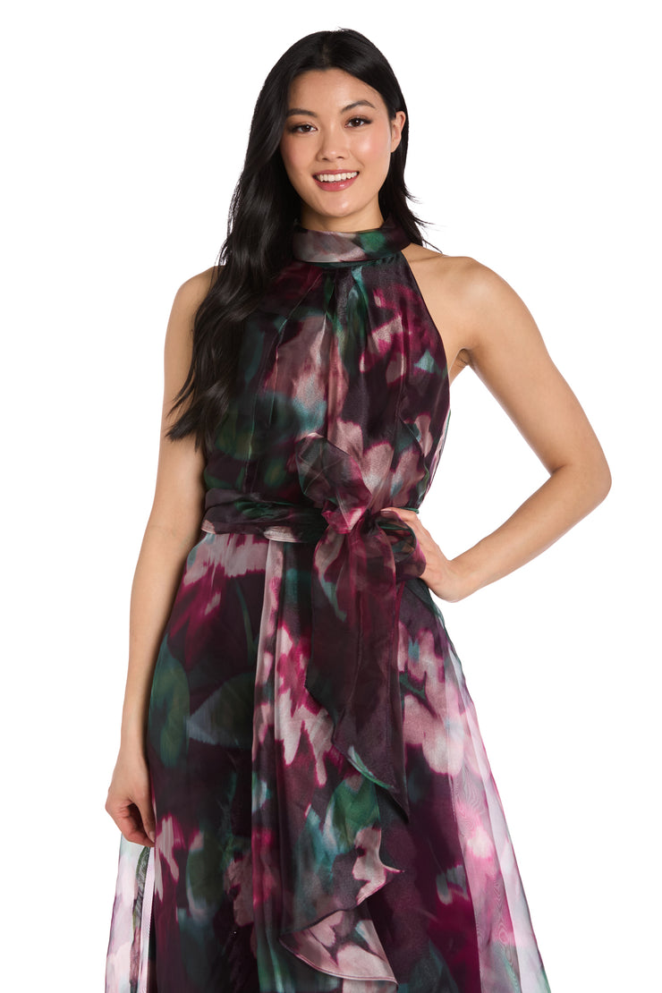 Floral High-Low Taffeta Dress