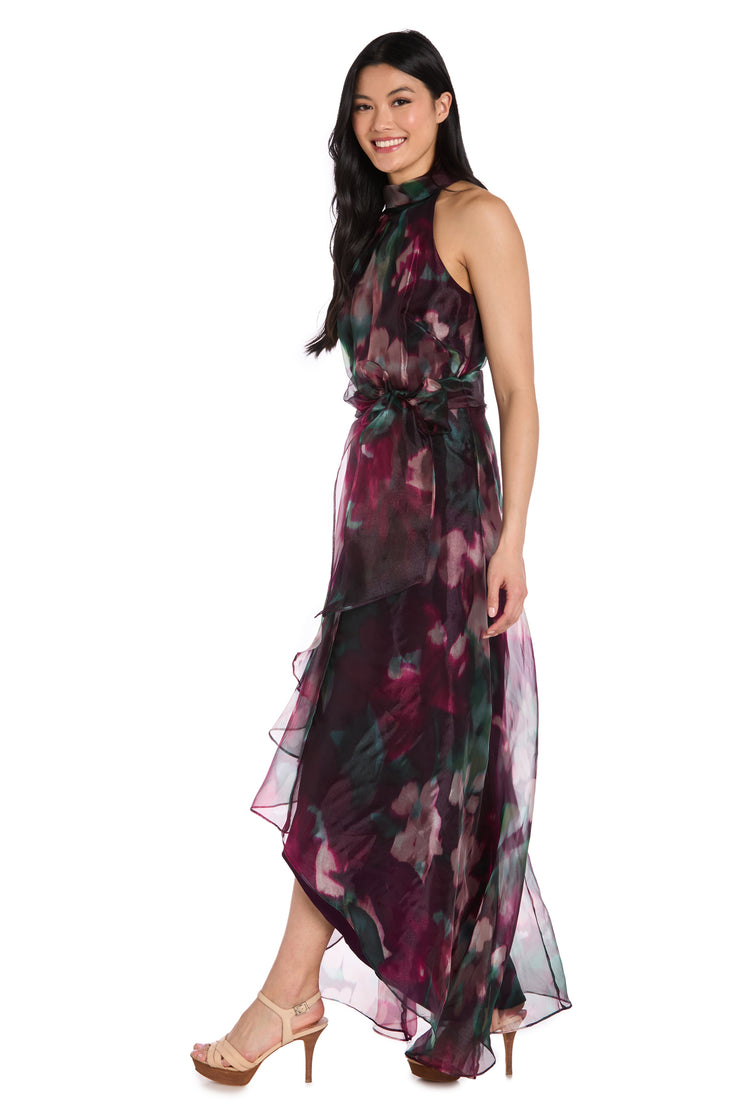 Floral High-Low Taffeta Dress