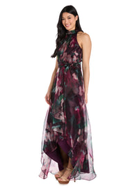 Floral High-Low Taffeta Dress