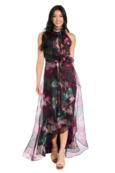 Floral High-Low Taffeta Dress