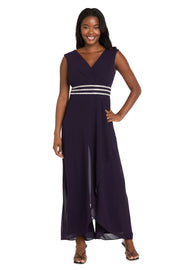 V-Neck Jumpsuit with Rhinestone Waistband