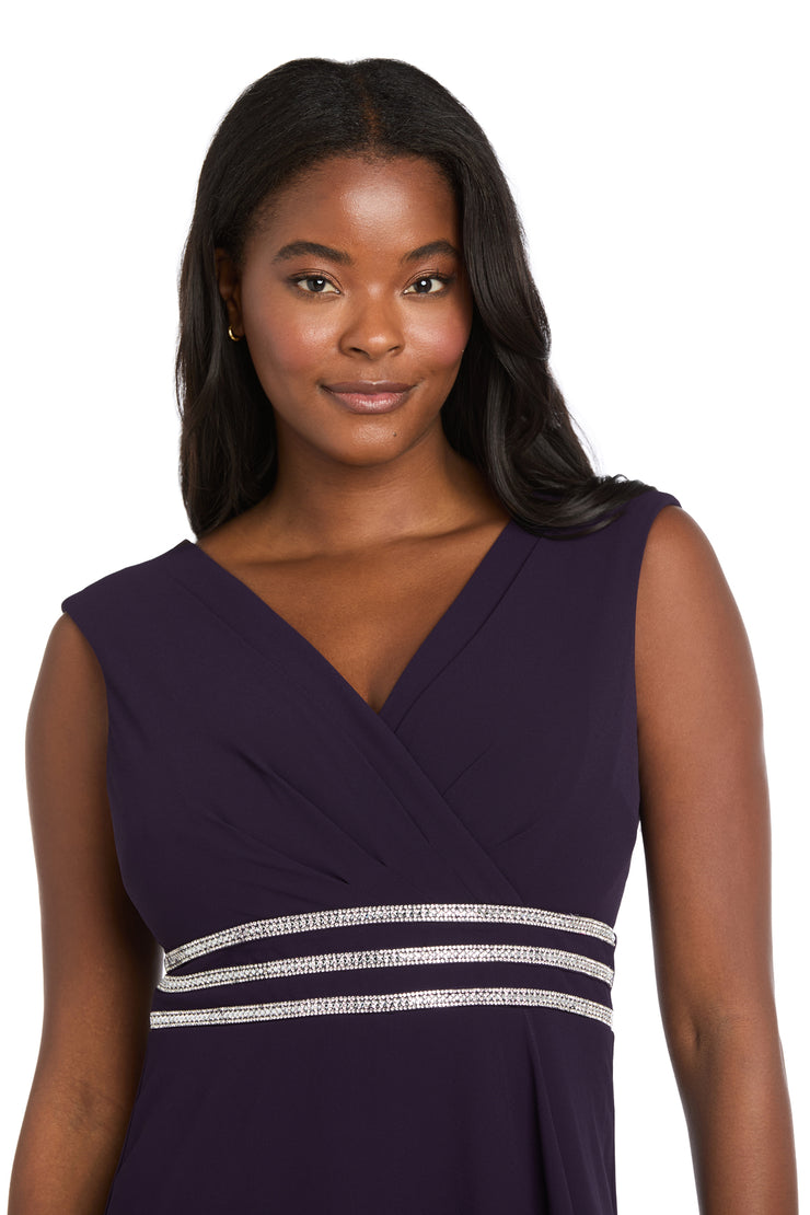 V-Neck Jumpsuit with Rhinestone Waistband