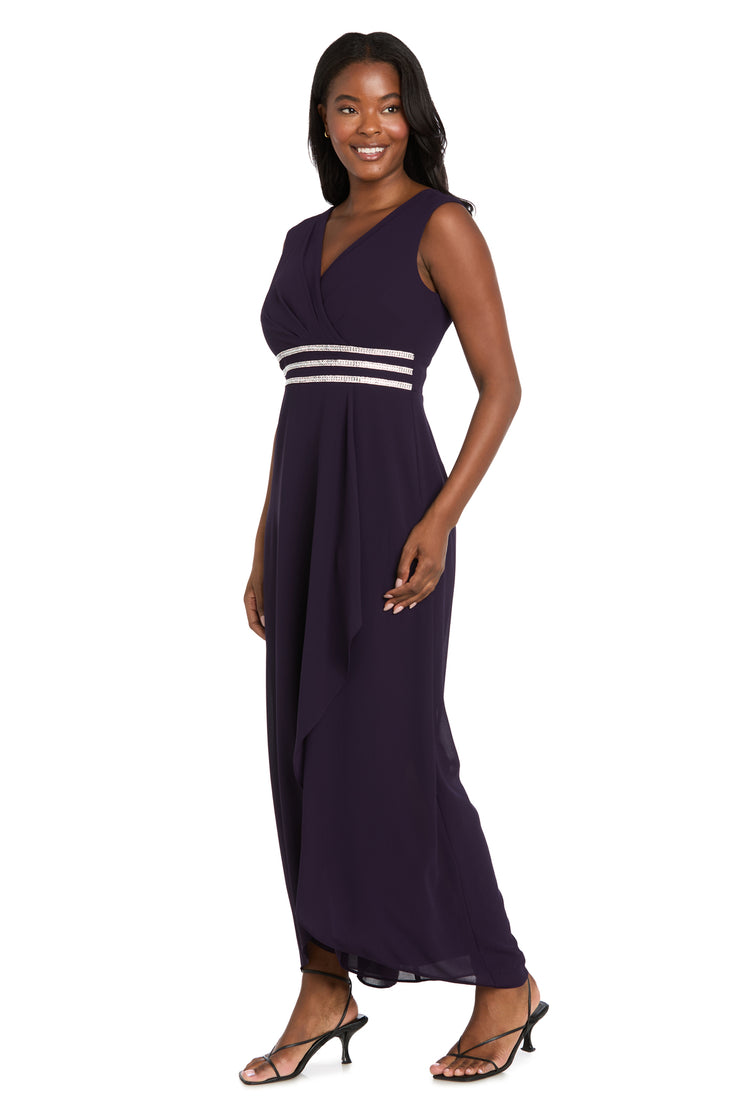 V-Neck Jumpsuit with Rhinestone Waistband