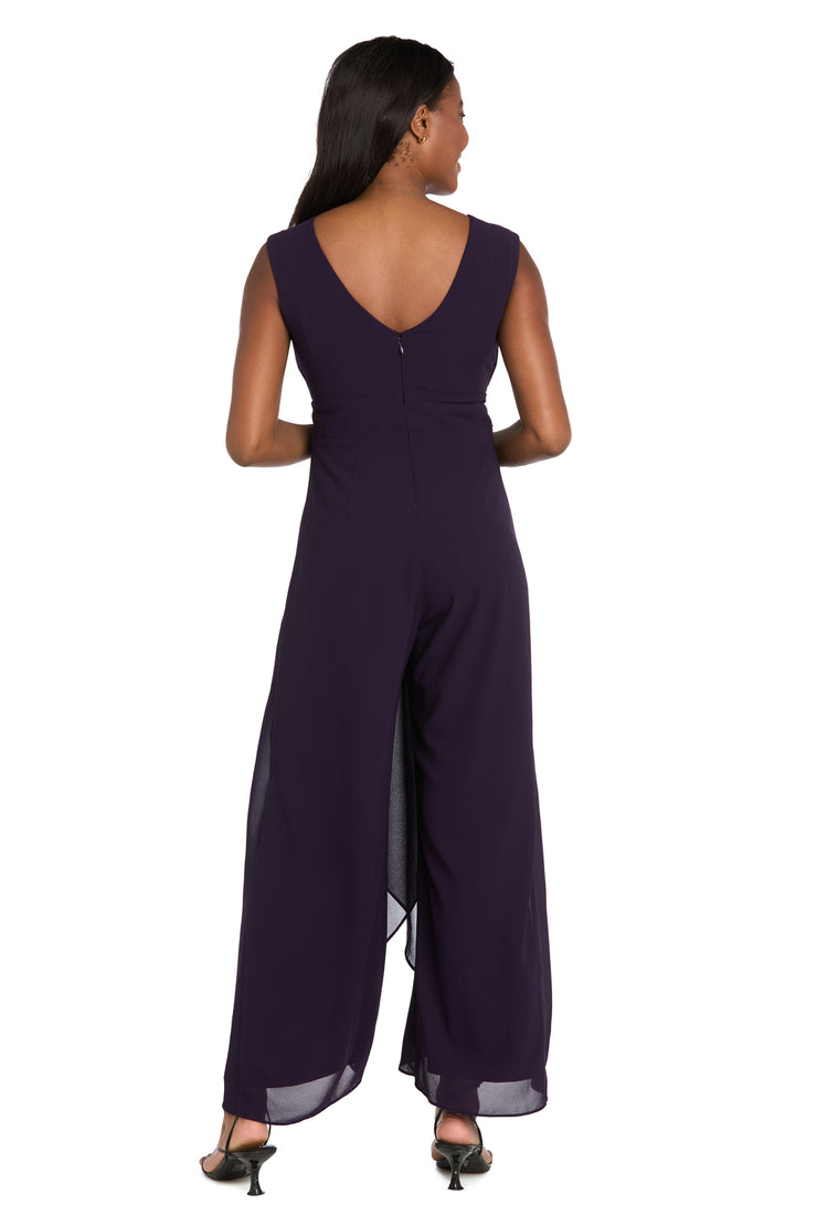 V-Neck Jumpsuit with Rhinestone Waistband