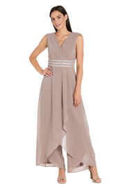 V-Neck Jumpsuit with Rhinestone Waistband