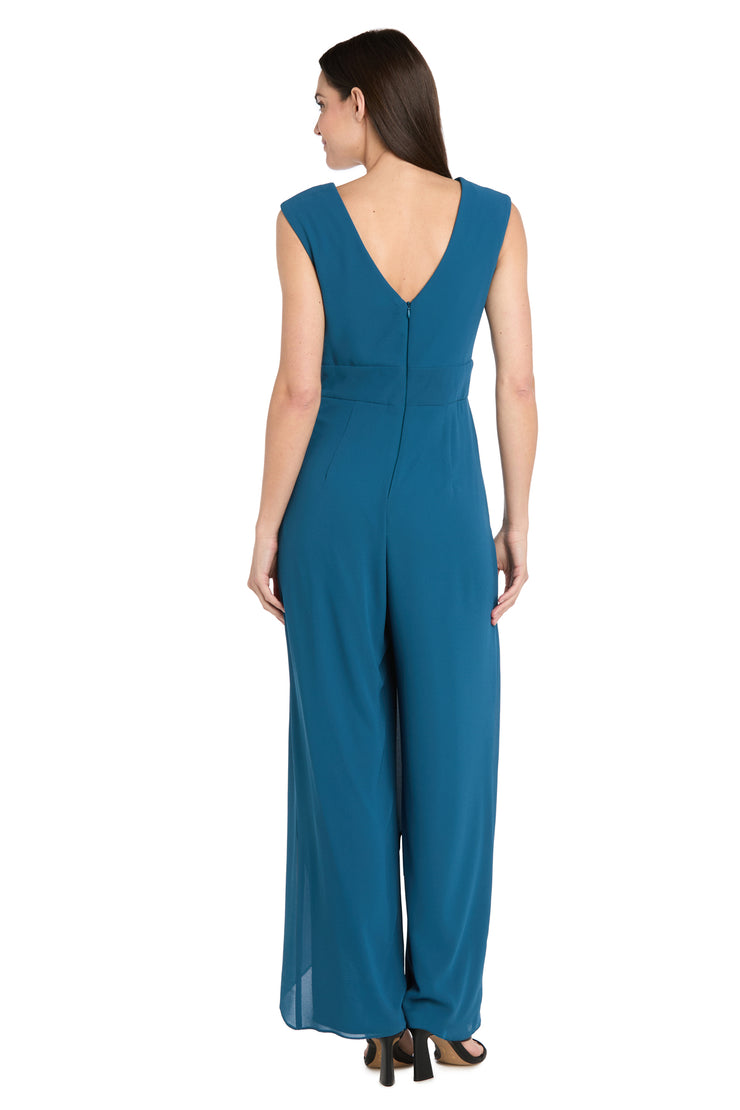 V-Neck Jumpsuit with Rhinestone Waistband