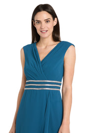 V-Neck Jumpsuit with Rhinestone Waistband