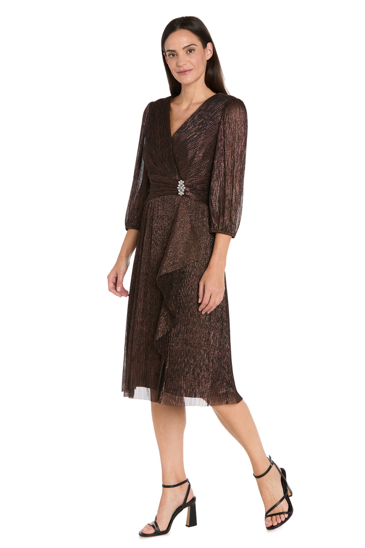 Shimmer & Sheer Metallic Cocktail Dress