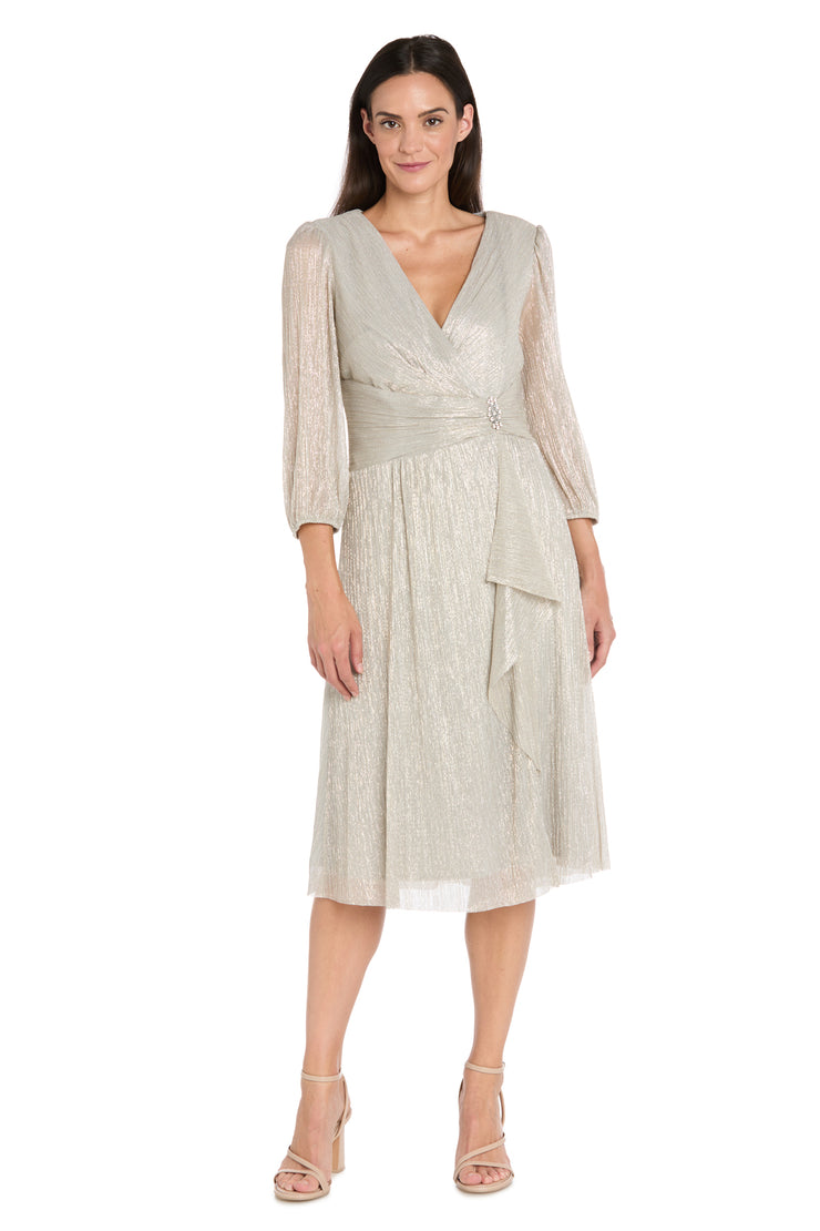 Shimmer & Sheer Metallic Cocktail Dress