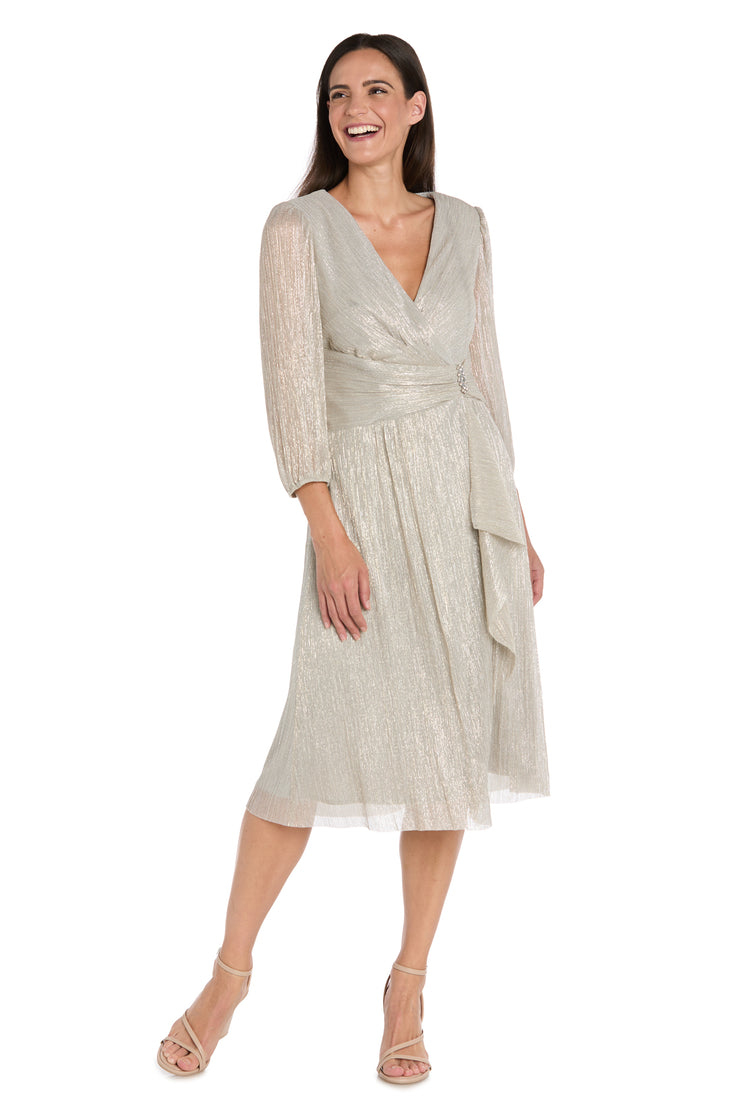 Shimmer & Sheer Metallic Cocktail Dress