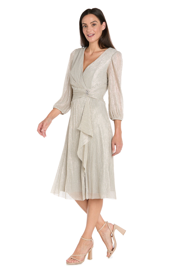 Shimmer & Sheer Metallic Cocktail Dress