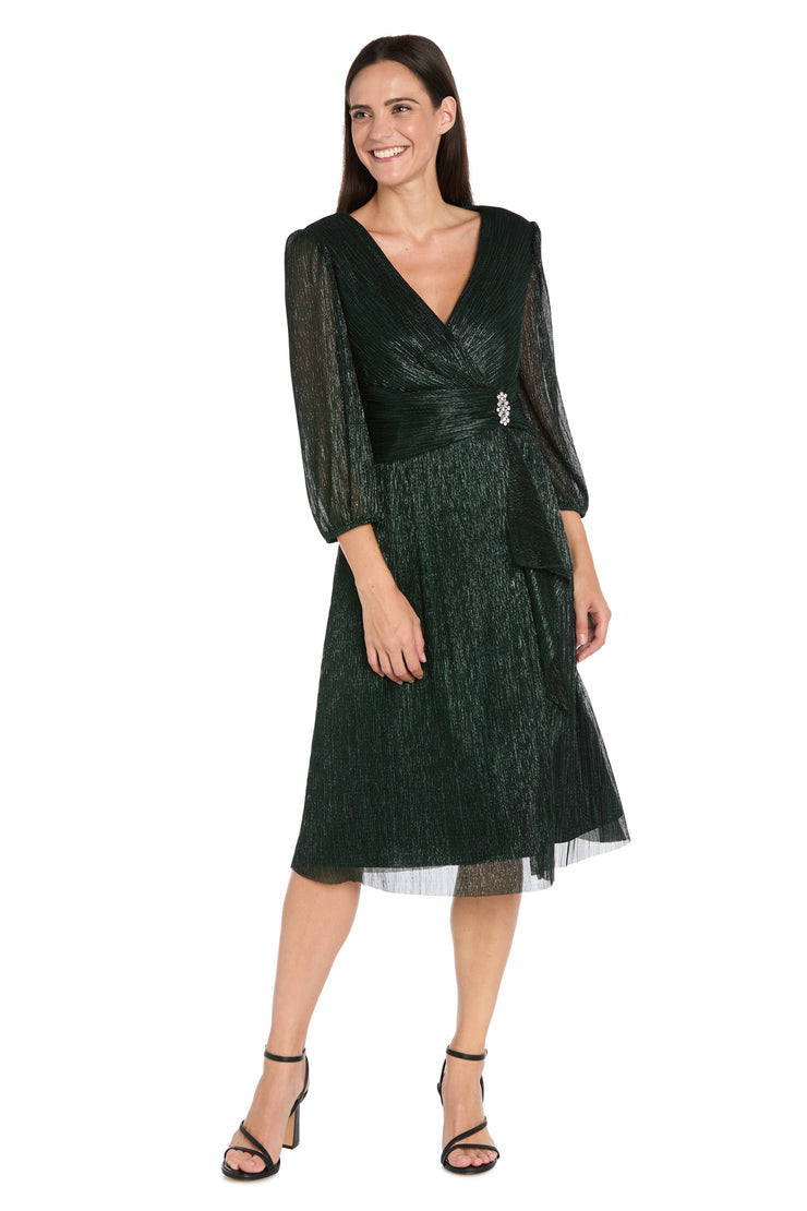 Shimmer & Sheer Metallic Cocktail Dress