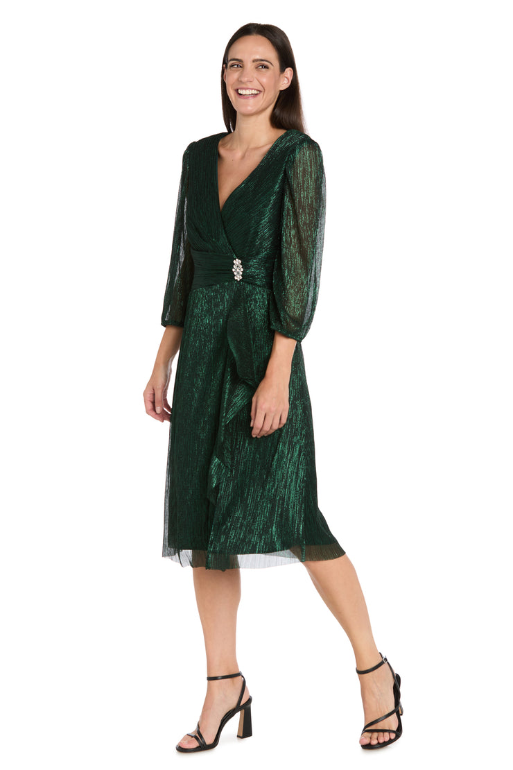 Shimmer & Sheer Metallic Cocktail Dress