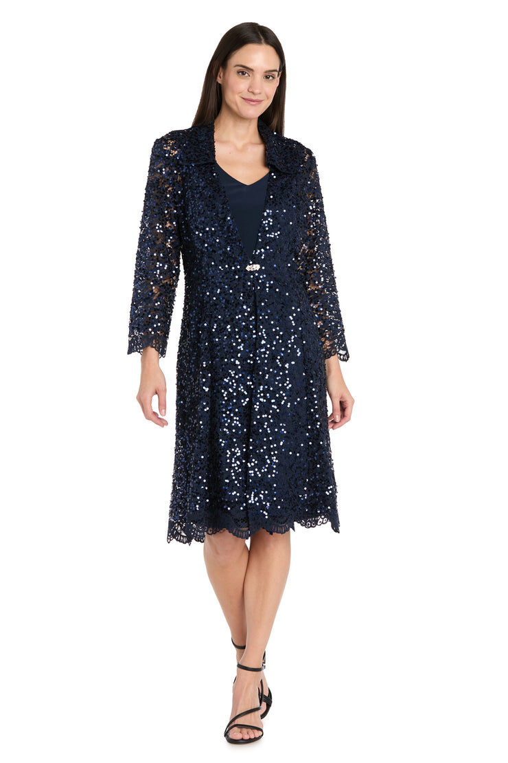 Navy Sequin Jacket & Tank Dress Ensemble