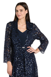 Navy Sequin Jacket & Tank Dress Ensemble