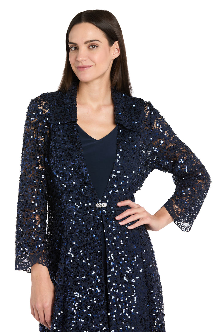 Navy Sequin Jacket & Tank Dress Ensemble