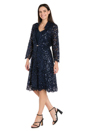 Navy Sequin Jacket & Tank Dress Ensemble