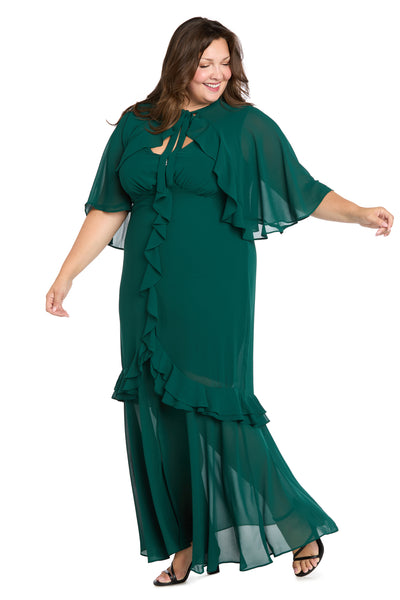 Ruffled Chiffon Dress - Plus
