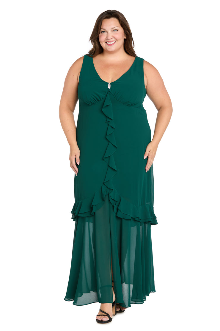 Ruffled Chiffon Dress - Plus