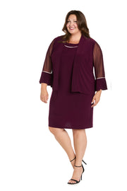 Rhinestone Trim Formal Jacket Dress - Plus