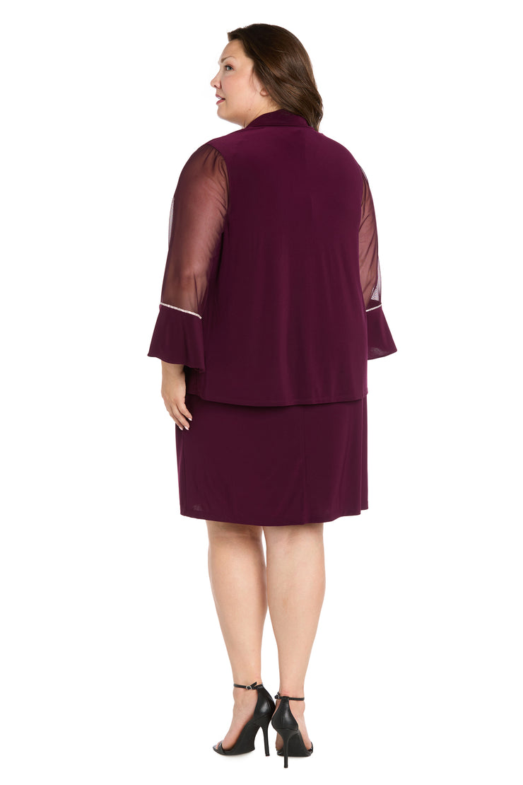Rhinestone Trim Formal Jacket Dress - Plus