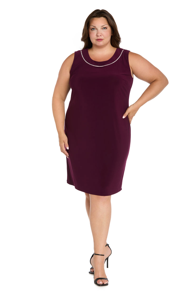 Rhinestone Trim Formal Jacket Dress - Plus