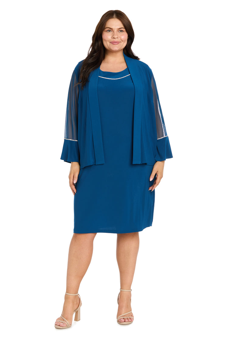 plus size formal jacket dresses Rhinestone Trim Dress subtle color block