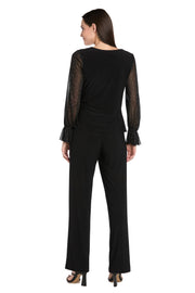 Studded Glam Wrap Top with Chiffon Bell Sleeves