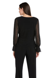 Studded Glam Wrap Top with Chiffon Bell Sleeves