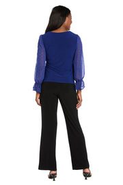 Studded Glam Wrap Top with Chiffon Bell Sleeves