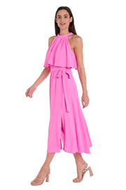 Pink High-Neck Midi Dress